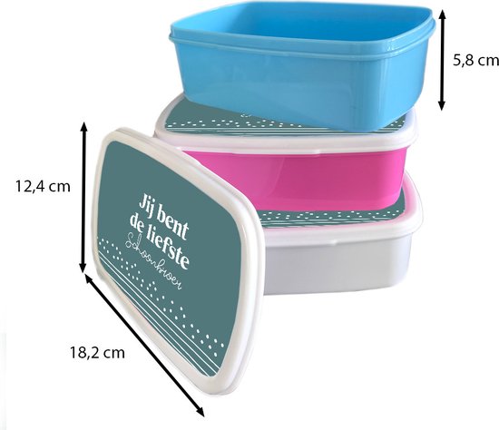 Boîte à pain Wit - Boîte à lunch - Boîte à pain - Frère - Blauw - Citations - 18x12x6 cm - Adultes - Cadeau Sinterklaas - Distribution de cadeaux pour enfants - Cadeaux chaussures Sinterklaas