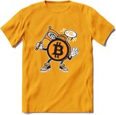 BTC Mascot - Crypto T-Shirt Kleding Cadeau | Dames / Heren / Unisex | Bitcoin / Ethereum shirt | Grappig Verjaardag kado | BTC Tshirt Met Print | - Geel - XL