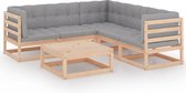 vidaXL 6-delige Loungeset met kussens massief grenenhout