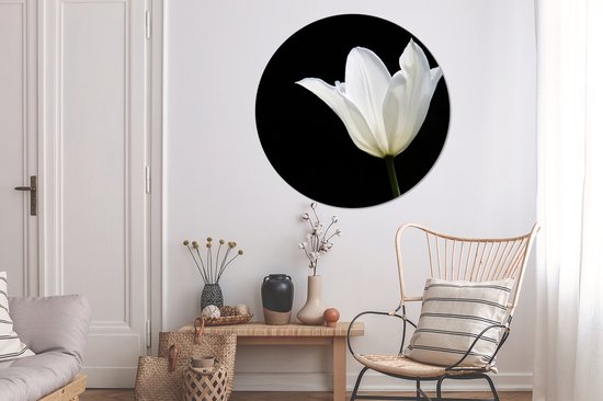 WallCircle - Wall Circle - Wall Circle Indoor - tulp Witte - 120x120 cm - Décoration murale - Peintures Ronds XXL