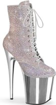 Pleaser Plateau Laarzen, Paaldans schoenen -39 Shoes- FLAMINGO-1020CHRS US 9 Zilverkleurig/Chroomkleurig