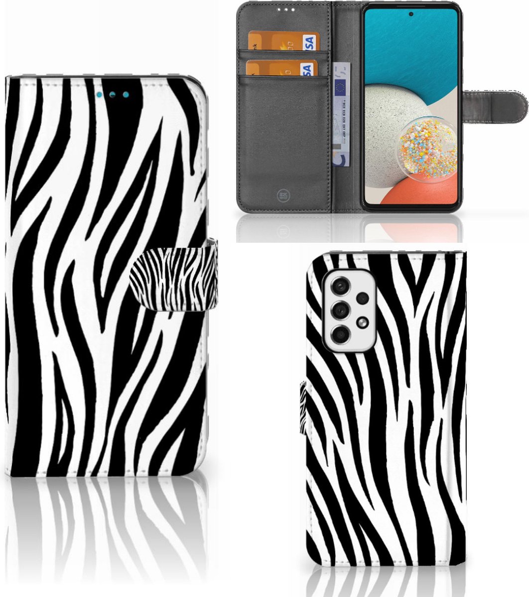 Samsung Galaxy A53 Telefoonhoesje met Pasjes Zebra