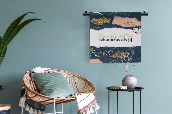 Tapisserie - Tissu mural - Citation - Or - Sœur - 60x60 cm - Tapisserie