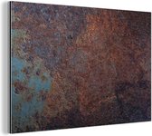 Décoration murale Métal - Aluminium Peinture Industrielle - Rouille - Fer - Blauw - 90x60 cm - Dibond - Photo sur aluminium - Décoration murale industrielle - Pour le salon / chambre