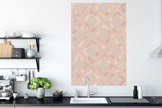 Motif Luxe composé de diamants en or rose sur fond vieux rose 80x120 cm