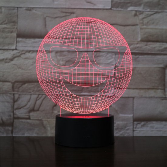 3D Led Lamp Met Gravering - RGB 7 Kleuren - Smiley — afbeelding 3
