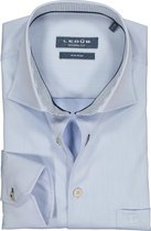 Ledub modern fit overhemd - lichtblauw twill (contrast) - Strijkvrij - Boordmaat: 44