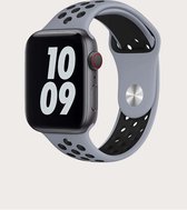 Siliconen Apple Watch Sportbandje met gaatjes - Grijs met Zwart - 38/40/41 mm - Series 1 2 3 4 5 6 SE 7 - Geschikt voor Apple Watch