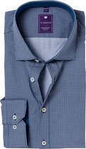 Redmond slim fit overhemd - blauw dessin (contrast) - Strijkvriendelijk - Boordmaat: 45/46