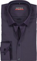 MARVELIS body fit overhemd - paars met zwart super mini pied de poule (contrast) - Strijkvrij - Boordmaat: 44