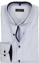 ETERNA slim fit overhemd - structuur heren overhemd - lichtblauw met wit (donkerblauw contrast) - Strijkvrij - Boordmaat: 40