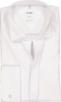 OLYMP Luxor comfort fit overhemd - smoking overhemd - wit - gladde stof met wing kraag - Strijkvrij - Boordmaat: 40