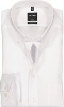 OLYMP Luxor modern fit overhemd - wit met button-down kraag - Strijkvrij - Boordmaat: 43