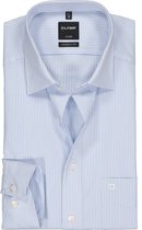 OLYMP Luxor modern fit overhemd - lichtblauw met wit gestreept - Strijkvrij - Boordmaat: 40