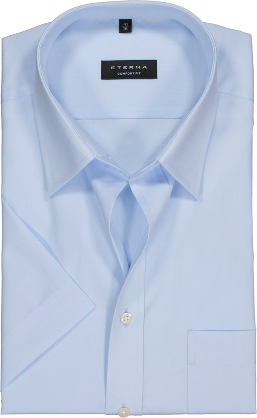 ETERNA comfort fit overhemd - korte mouw - poplin heren overhemd - blauw -  Strijkvrij... | bol.