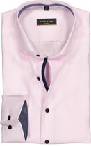 ETERNA slim fit overhemd - twill heren overhemd - roze met wit ( donkerblauw contrast) - Strijkvrij - Boordmaat: 43