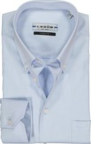Ledub modern fit overhemd - lichtblauw twill - Strijkvriendelijk - Boordmaat: 47