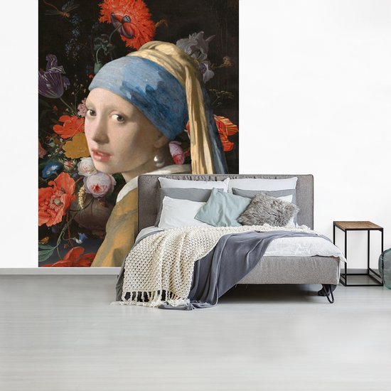 Papier peint - Papier peint photo Fille à la perle - Vermeer - Fleurs - Largeur 205 cm x hauteur 280 cm