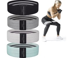Progress training Designed by Fitnation® - Weerstandsbanden - Booty Band - Resistance band - Fitness elastiek - 4 Stuks - BLAUW - Inclusief Opslagzakje