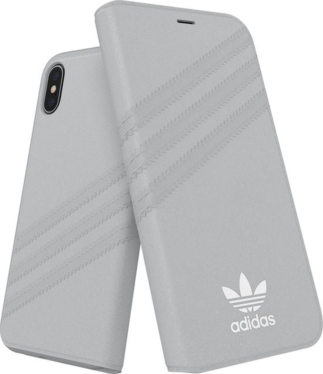 adidas Booklet Case Suede flipcover iPhone X XS - Lichtgrijs