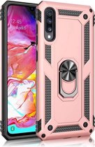 LuxeBass Hoesje geschikt voor Samsung Galaxy A70(s) Hoesje - Anti-Shock Hybrid Ring Armor Rosegoud