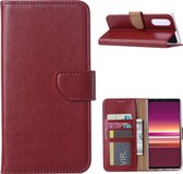 LuxeBass Hoesje geschikt voor Sony Xperia 5 - Bookcase Wijnrood - portemonnee hoesje - telefoonhoes - gsm hoes - telefoonhoesjes