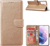 LuxeBass Boekhoesje geschikt voor Oppo Find X3 Lite - Goud - telefoonhoes - gsm hoes - telefoonhoesjes