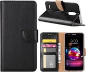 LuxeBass Hoesje geschikt voor LG K10 (2018) - Bookcase Zwart - portemonee hoesje - telefoonhoes - gsm hoes - telefoonhoesjes