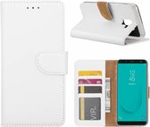 LuxeBass Hoesje geschikt voor Samsung Galaxy J6 (2018) - Bookcase Wit - portemonnee hoesje - telefoonhoes - gsm hoes - telefoonhoesjes