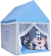 FURNIBELLA - Kinderspeelhuis, stevig huis grote sprookjesachtige tent speelhuis met massief houten frame en katoenen deken, echt huis binnenshuis tent met privacy ruimte voor jongens en meisj