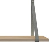 Handles and more Leren plankdragers - met sierschroeven - 100% leer – Suede Grey – set van 2 leren plank banden