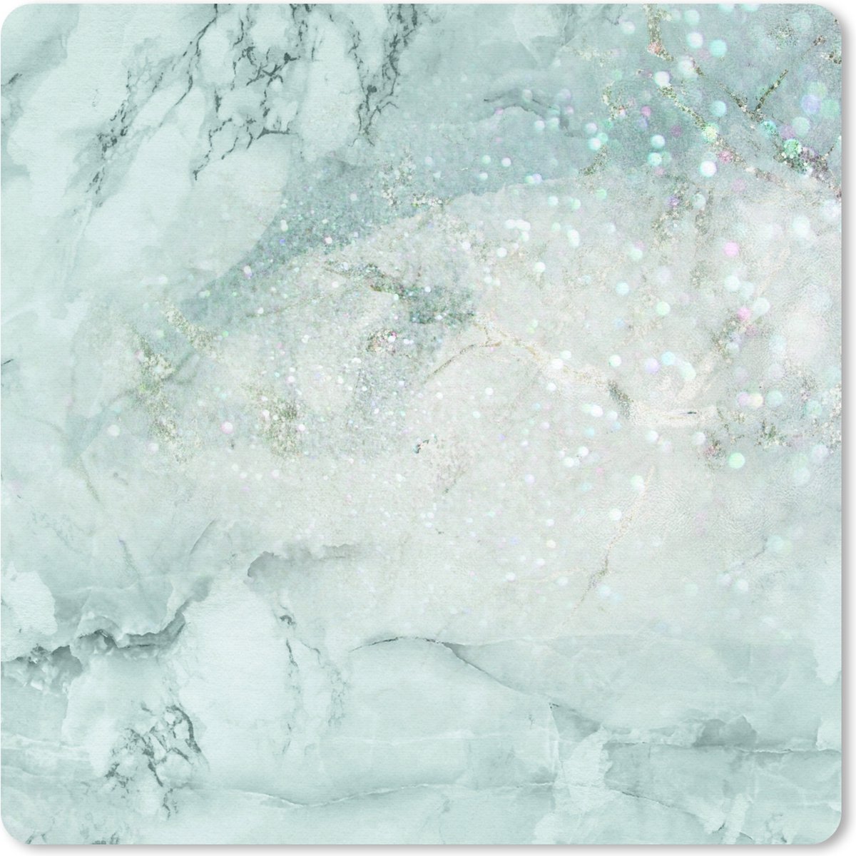 Muismat 20x20 cm - Mousepad Marmer - Glitter - Turquoise - Muismatten