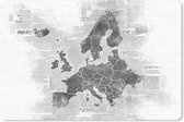 Bureau onderlegger - Muismat - Bureau mat - Kaart van Europa op krantenpapier - zwart wit - 60x40 cm