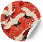 Behangcirkel Kraanvogels - 60 cm - Zelfklevende decoratiefolie - Muursticker Dieren