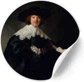 Behangcirkel Portret Marten - 120 cm - Zelfklevende decoratiefolie - Muursticker Oude Meesters