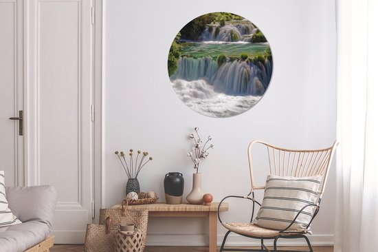 WallCircle - Wall Circle - Wall Circle - Cascades sauvages dans les rivières du Parc National de Krka en Croatie - Aluminium - Dibond - 90x90 cm - Intérieur et Extérieur