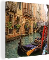Canvas Schilderij Venetië - Italië - Gondel - 20x20 cm - Wanddecoratie