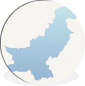 WallCircle - Wandcirkel - Muurcirkel - Een illustratie van de kaart van Pakistan in stipjespatroon - Aluminium - Dibond - ⌀ 90 cm - Binnen en Buiten