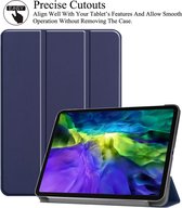 Hoes geschikt voor iPad Pro / Pro 2021 / 2020 Donker Blauw - 11 Inch - Hoes geschikt voor iPad pro 2020 Hoes - Hoes geschikt voor iPad pro 2021 smart cover Trifold