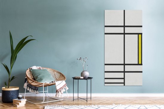 Toile Peinture Composition en blanc, rouge et jaune - Piet Mondrian - 80x160 cm - Décoration murale