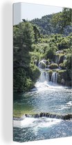 Canvas Schilderij Watervallen in het Nationaal park Krka in Kroatië - 20x40 cm - Wanddecoratie