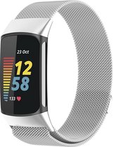 Shop4 - Bandje voor Fitbit Charge 5 - Metaal Zilver