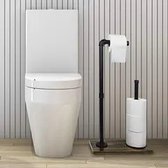 Buxibo - Industriële Stijl Toiletrolhouder - WC Rolhouder - RVS Zwart