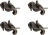 Deurknop Set van 4 Zeepaardje 3*4*6 cm Zwart, Bruin Ijzer Meubelknop