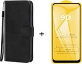 Motorola moto G200 5G zwart agenda book case hoesje + full glas screenprotector