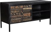 Tv meubel malibu | black | mangohout | 118 x 40 x 58 (h) cm