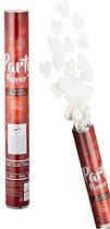 Party popper/confetti shooter valentijn/bruiloft decoratie hartjes wit 40 cm - Huwelijk/valentijnsdag confetti van papier