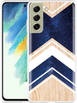 Hoesje Geschikt voor Samsung Galaxy S21 FE Space wood