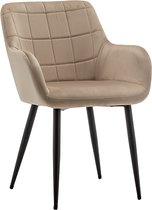 IN.HOMEXL – Yves - Beige - Eetkamerstoel met armleuning - Fluweel Stoel - Eetstoelen - Velvet Eetkamerstoel - Metaalpoot - Fluweel Stoelen - Eetkamerstoel set van 4