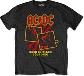 AC/DC - Back In Black Tour 1980 Heren T-shirt - S - Zwart